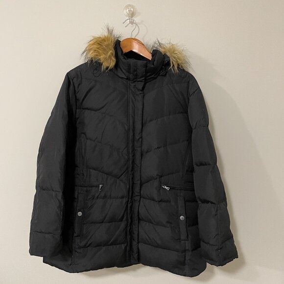 Down Filled Detachable Faux Fur Lined Hood Winter Jacket Bl… - Picture 1 of 8